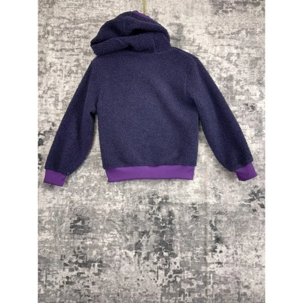 Nike Sherpa Fleece Jacket Child Small Purple Full Zip Hoodie‎ Warm Winter Coat